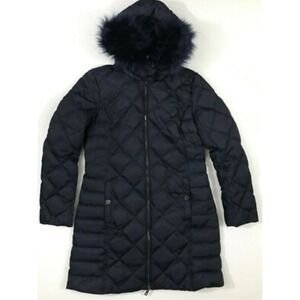Kenneth Cole Reaction Women's Puffer Coat Winter Quilted Faux Fur Hooded‎ Small